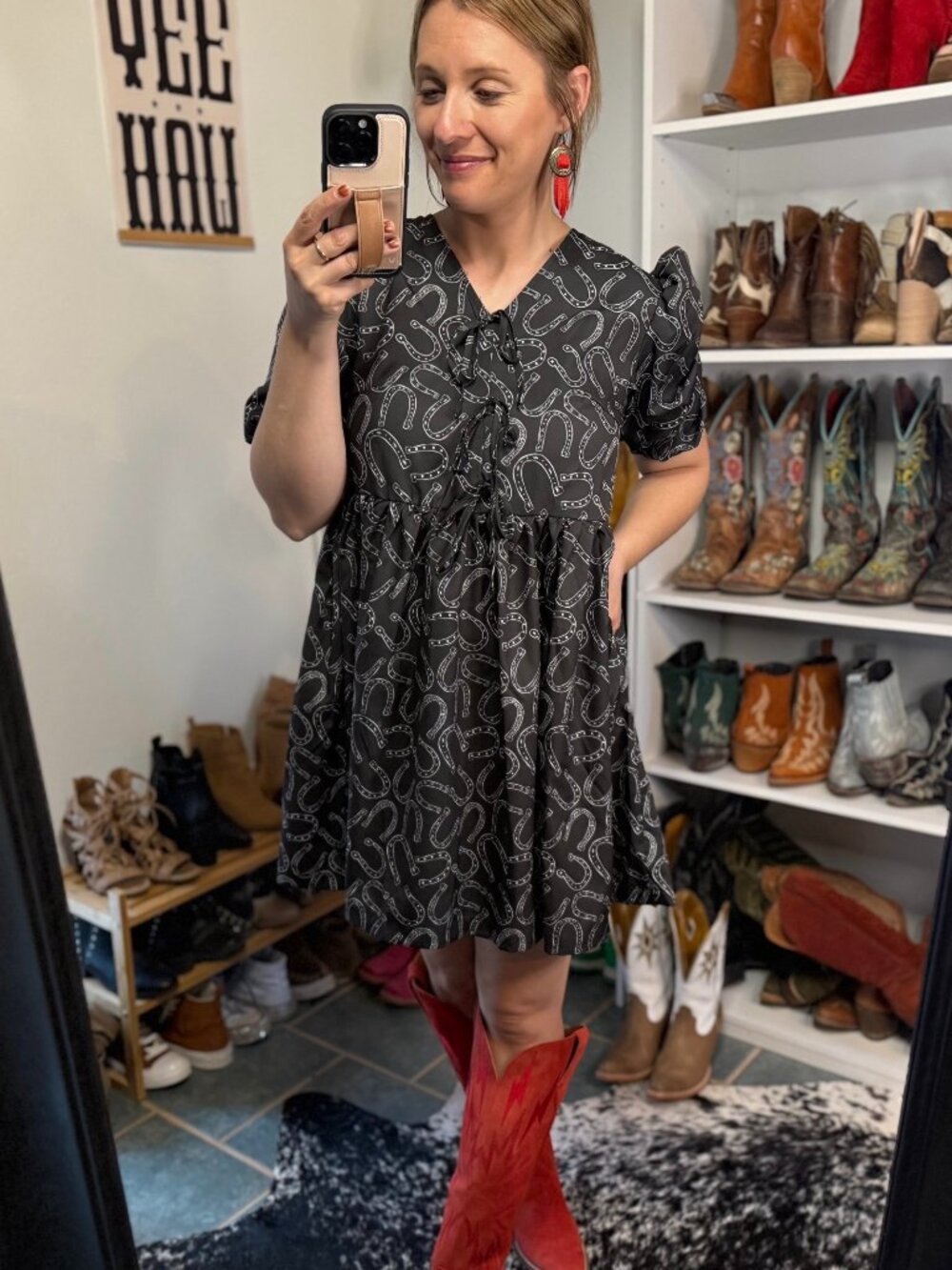 Jersey Horse Shoe Print Mini Dress ✙NWT✙